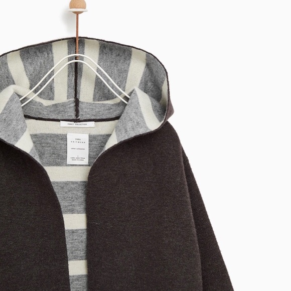 ⬇️ Zara Knitwear open coat hood & long sleeves B2 - Picture 4 of 5